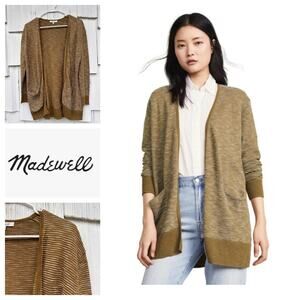 Madewell Summer Ryder Cardigan Sweater in Spiced Olive Stripe‎ Size XXS